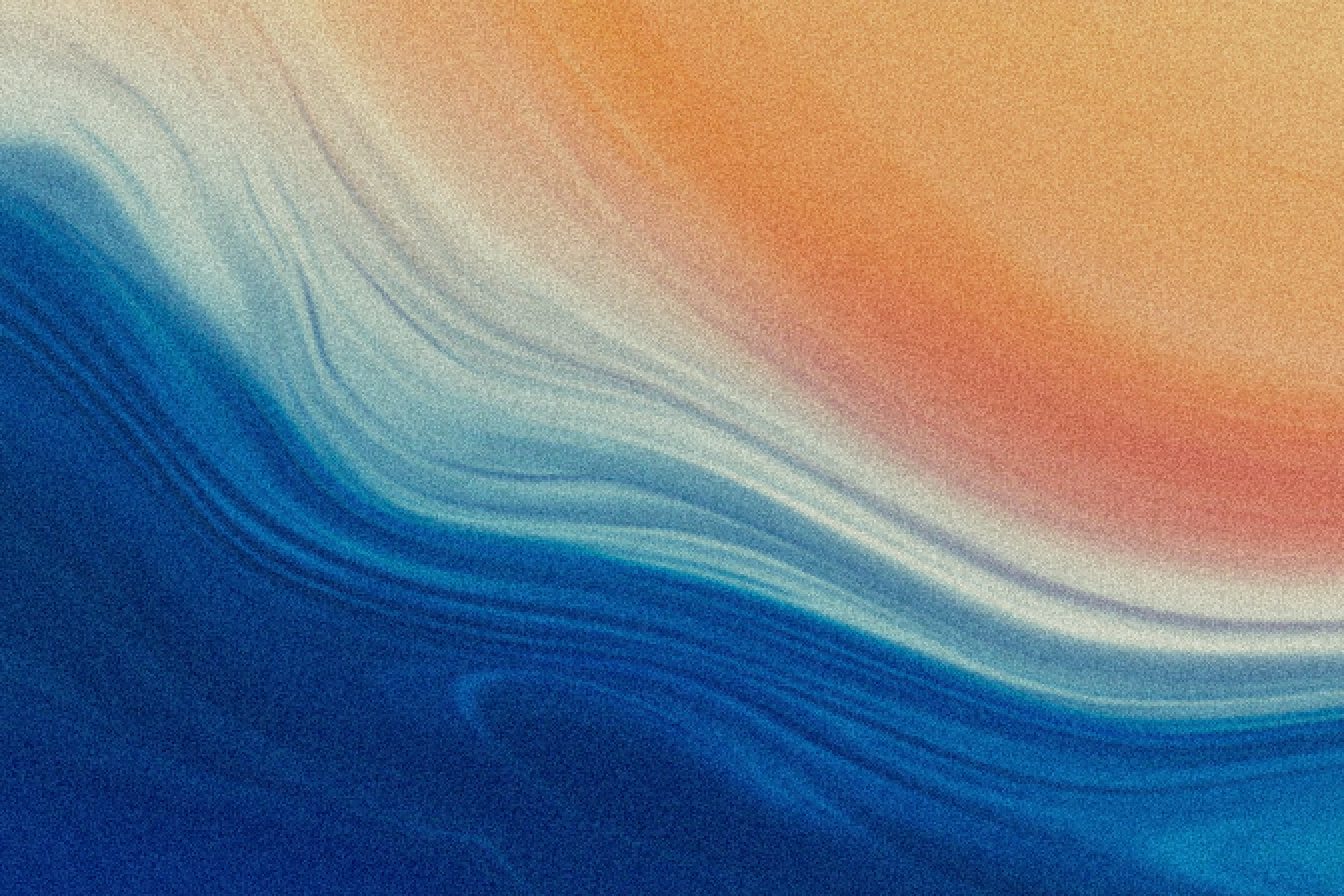 Swirly grainy gradient of blues and oranges